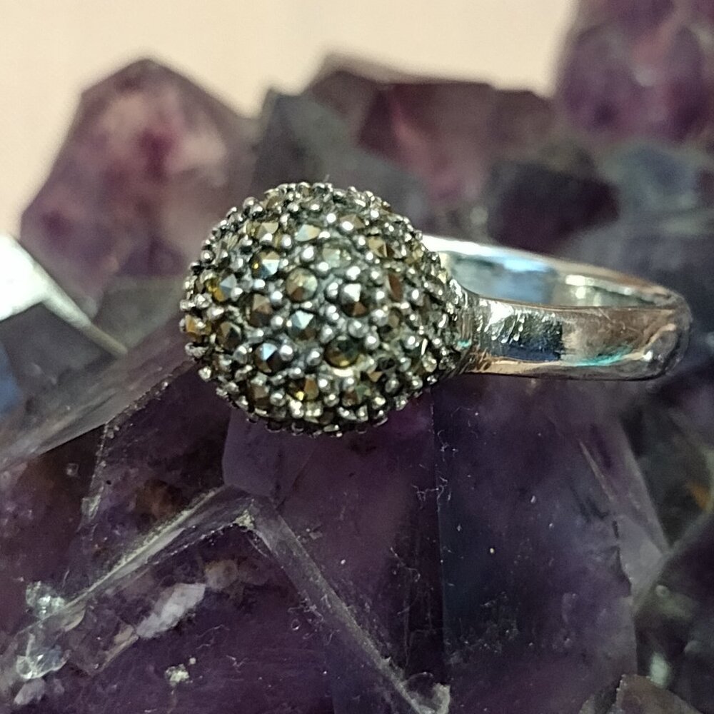 Sterling Silver Marcasite Sphere Ring